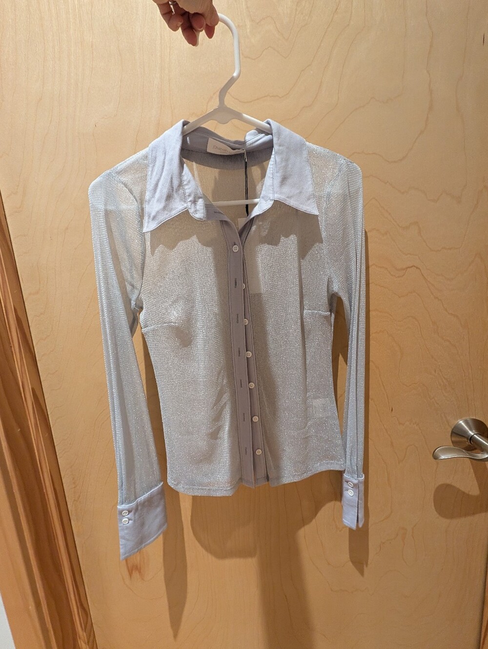 Jonathan Simkhai Sheer sky Pale Blue Button-Down Shirt In XS - NWT